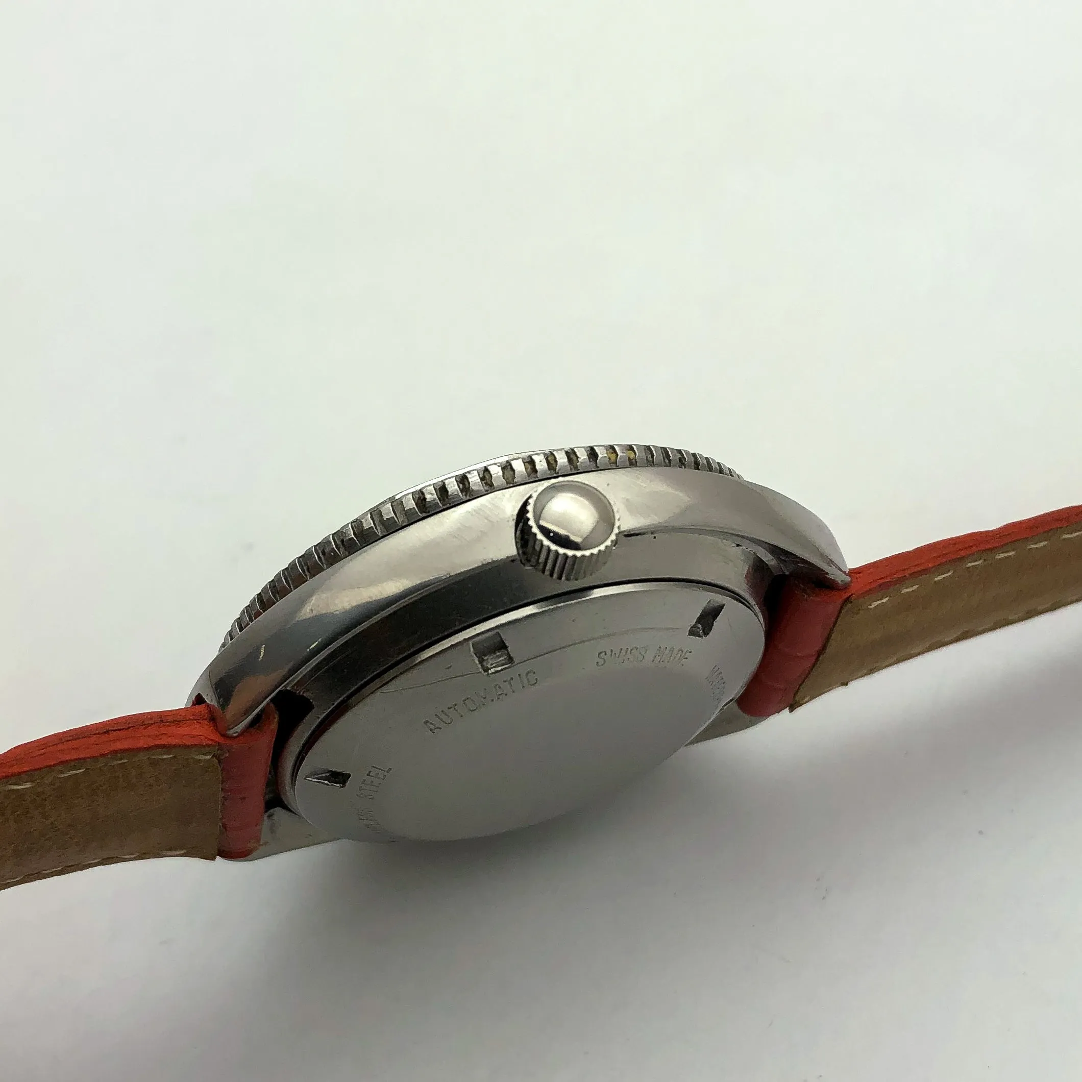 Royce Jumbo Diver Vintage Automatic Orange Rare c. 1970 Steel 43 mm