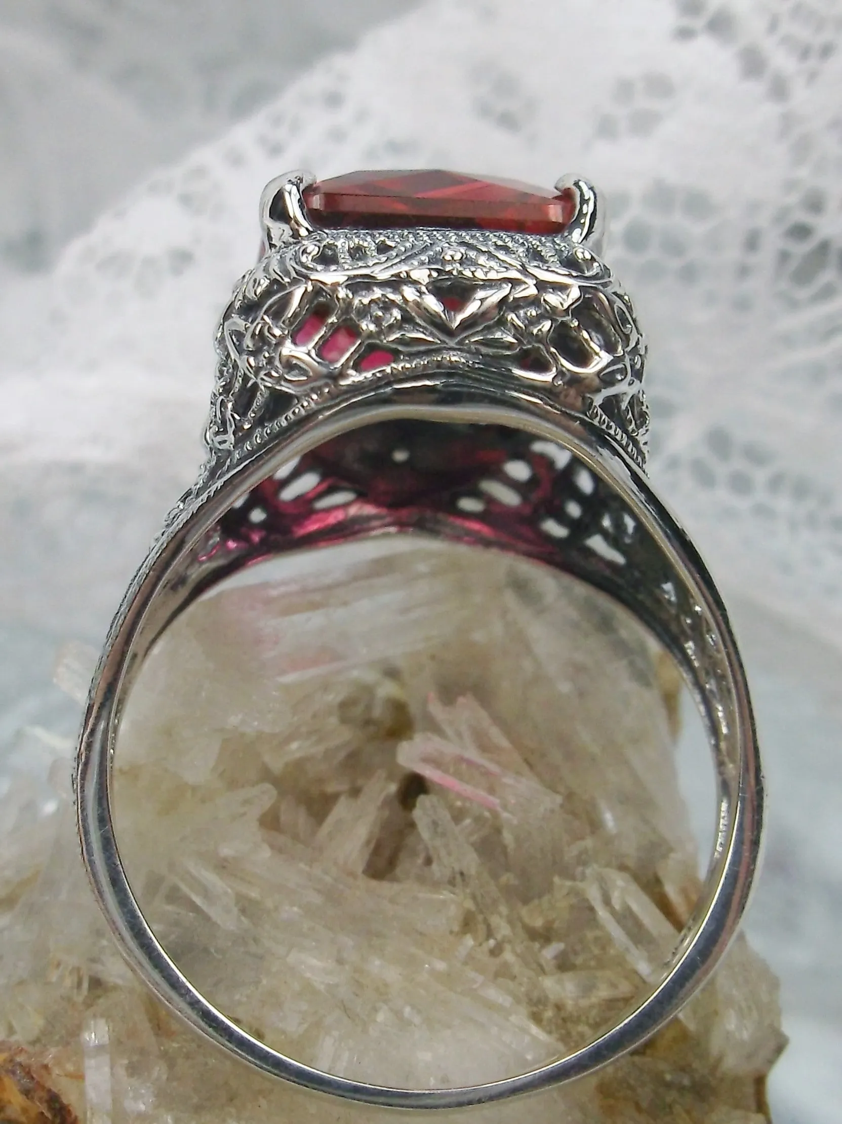 Ruby Ring, 5ct Rectangle Gem, Vintage Jewelry #D200