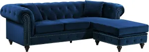Sabrina Navy Velvet 2pc. Reversible Sectional