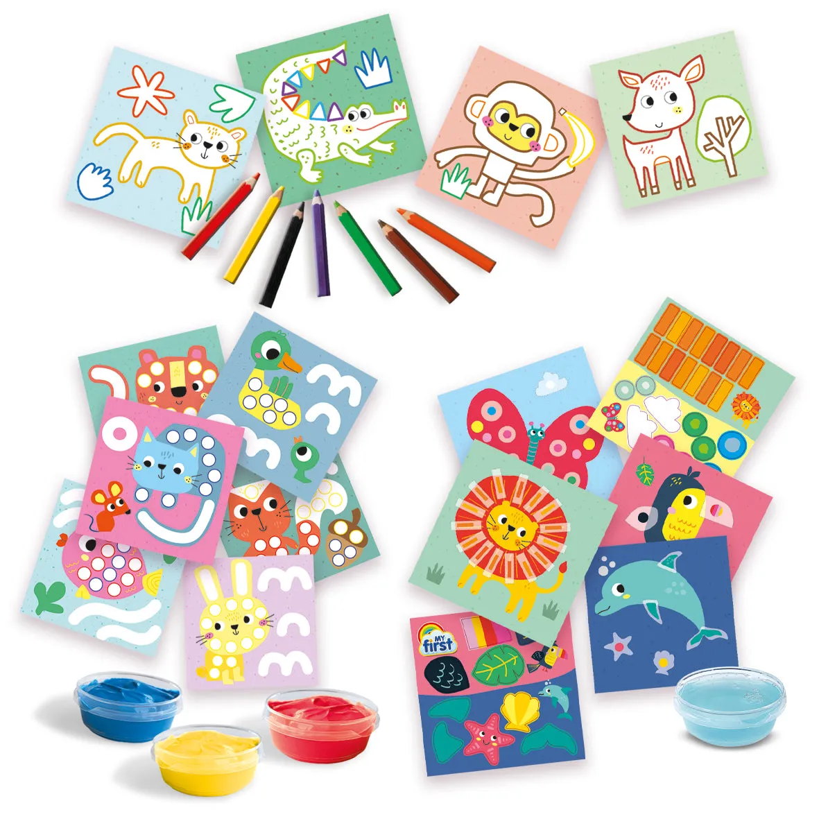 Ses Creative My first – 3 in 1 Fingerpainting, colouring and sticking shapes