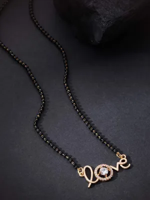 Short Mangalsutra Designs Gold Plated Latest American Diamond with Love Design Mangalsutra