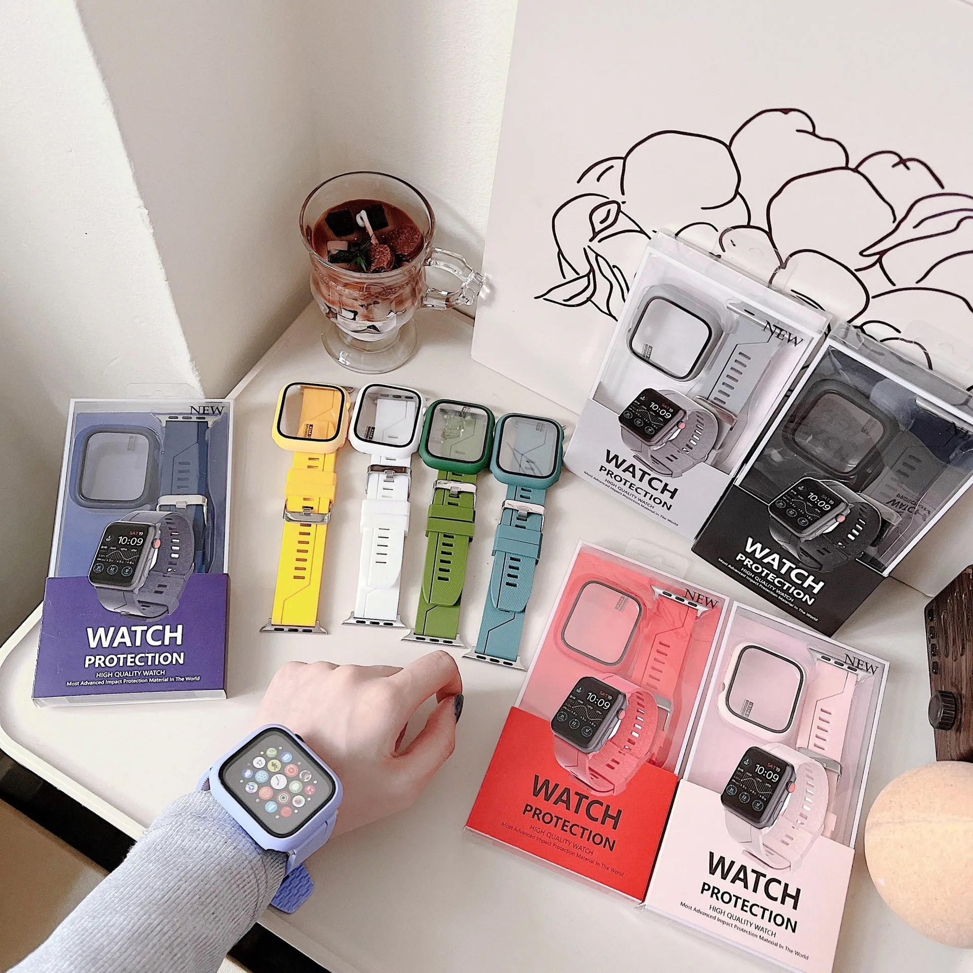 Silicone Strap Watch Case Set