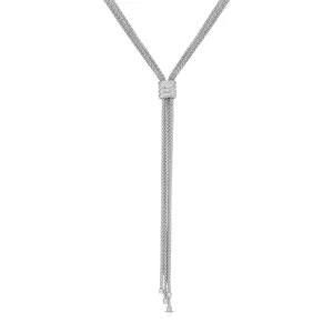 Silver & Diamond Prosecco Multi Strand Tassel Necklace
