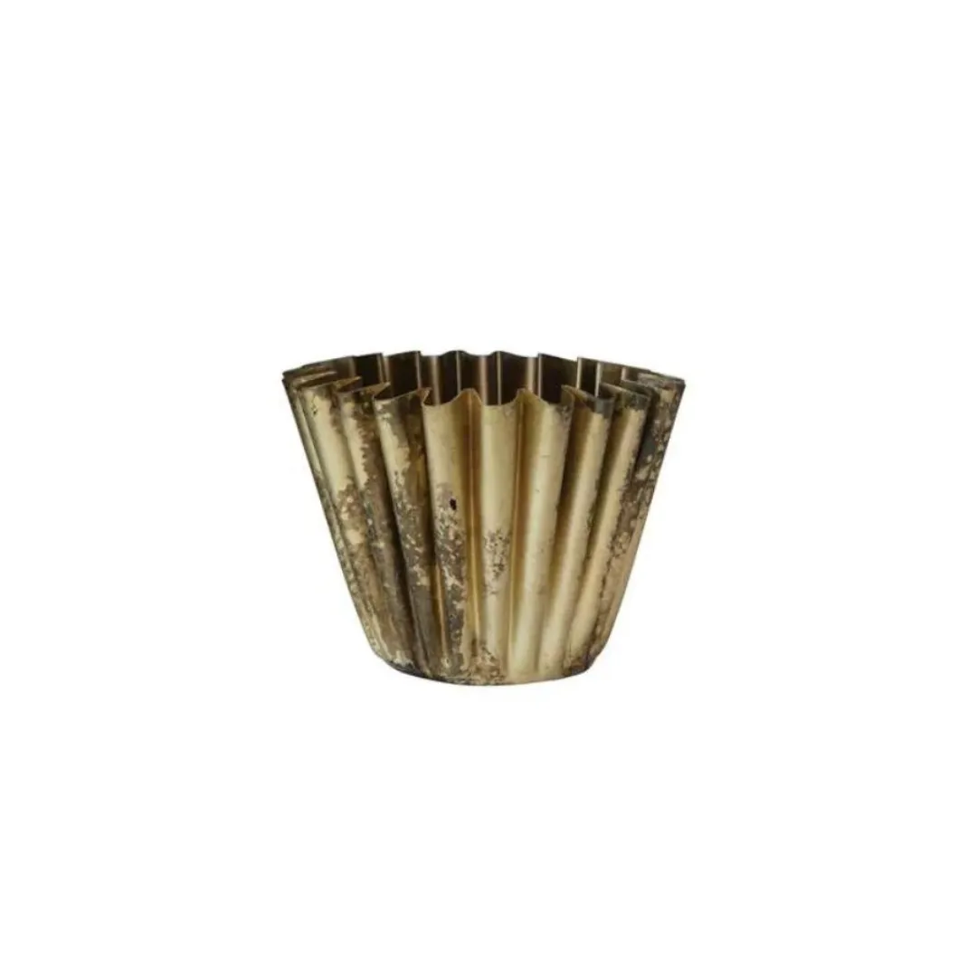 Small Fluted Metal Planter