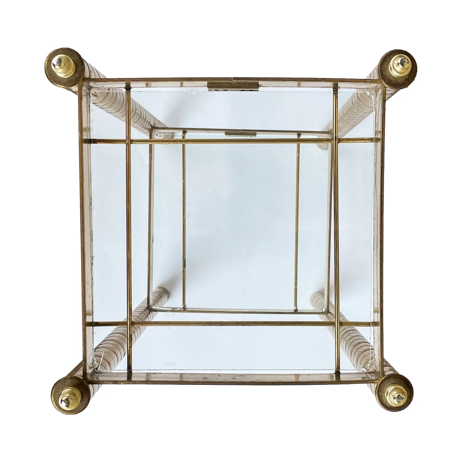 Small Mid-Century Brass Side Table with Glass Shelves