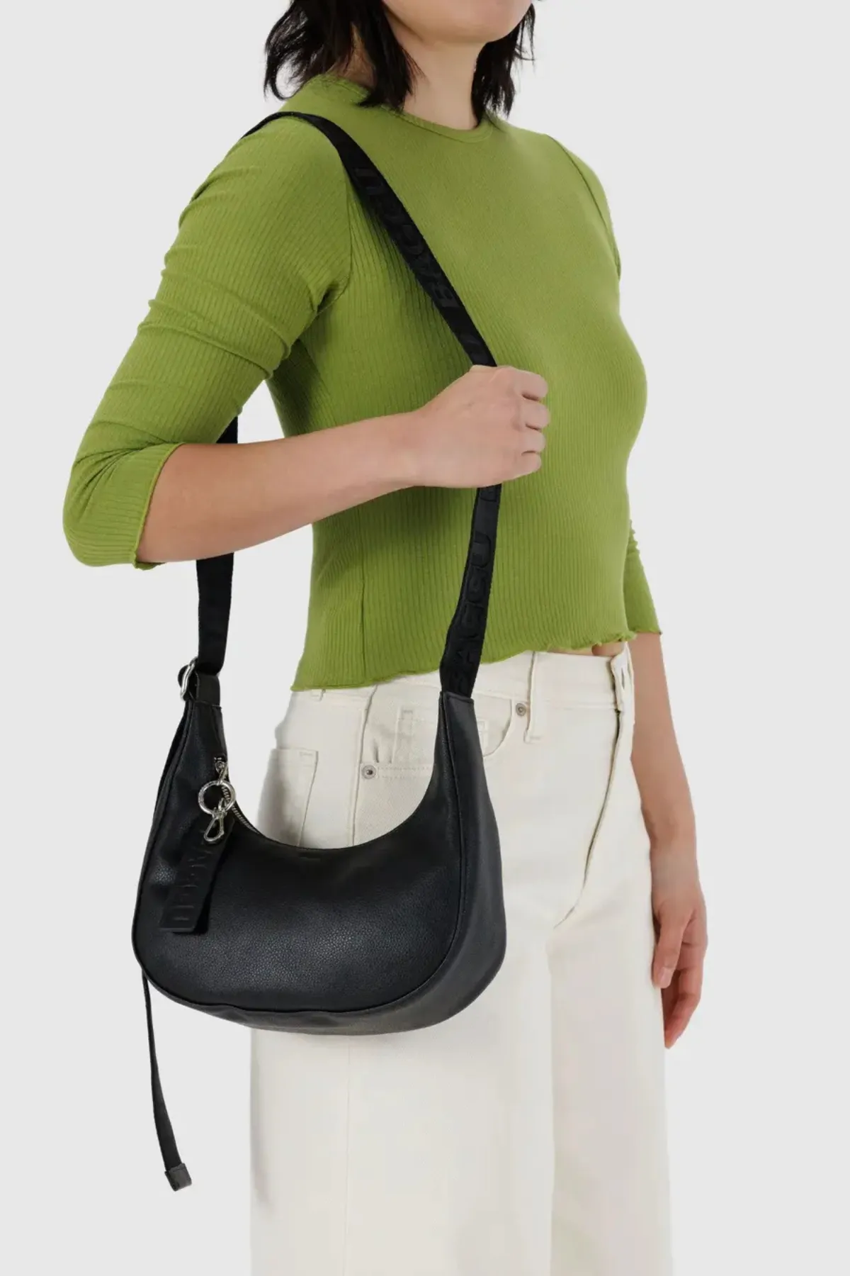 Small Recycled Leather Crescent Bag