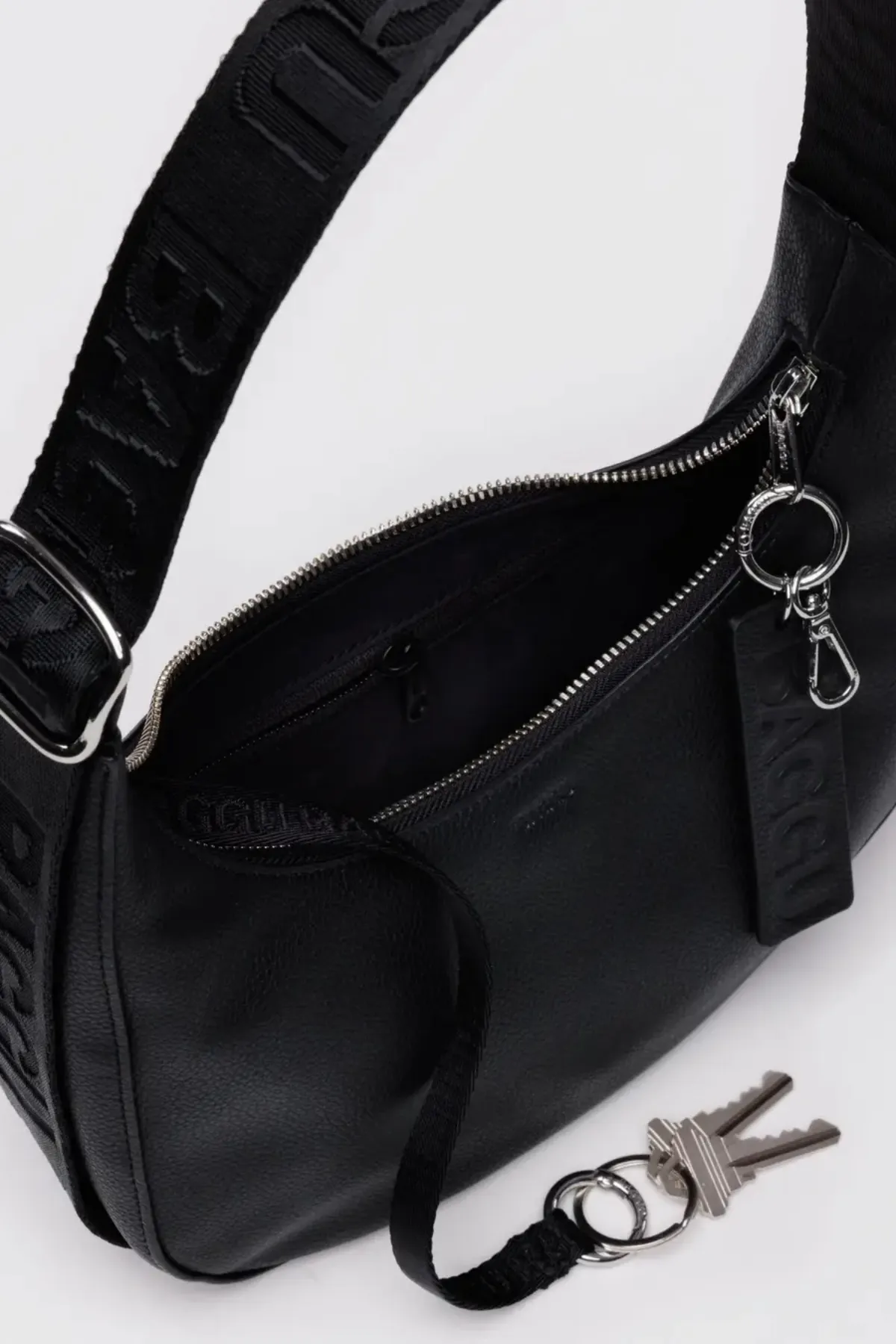 Small Recycled Leather Crescent Bag