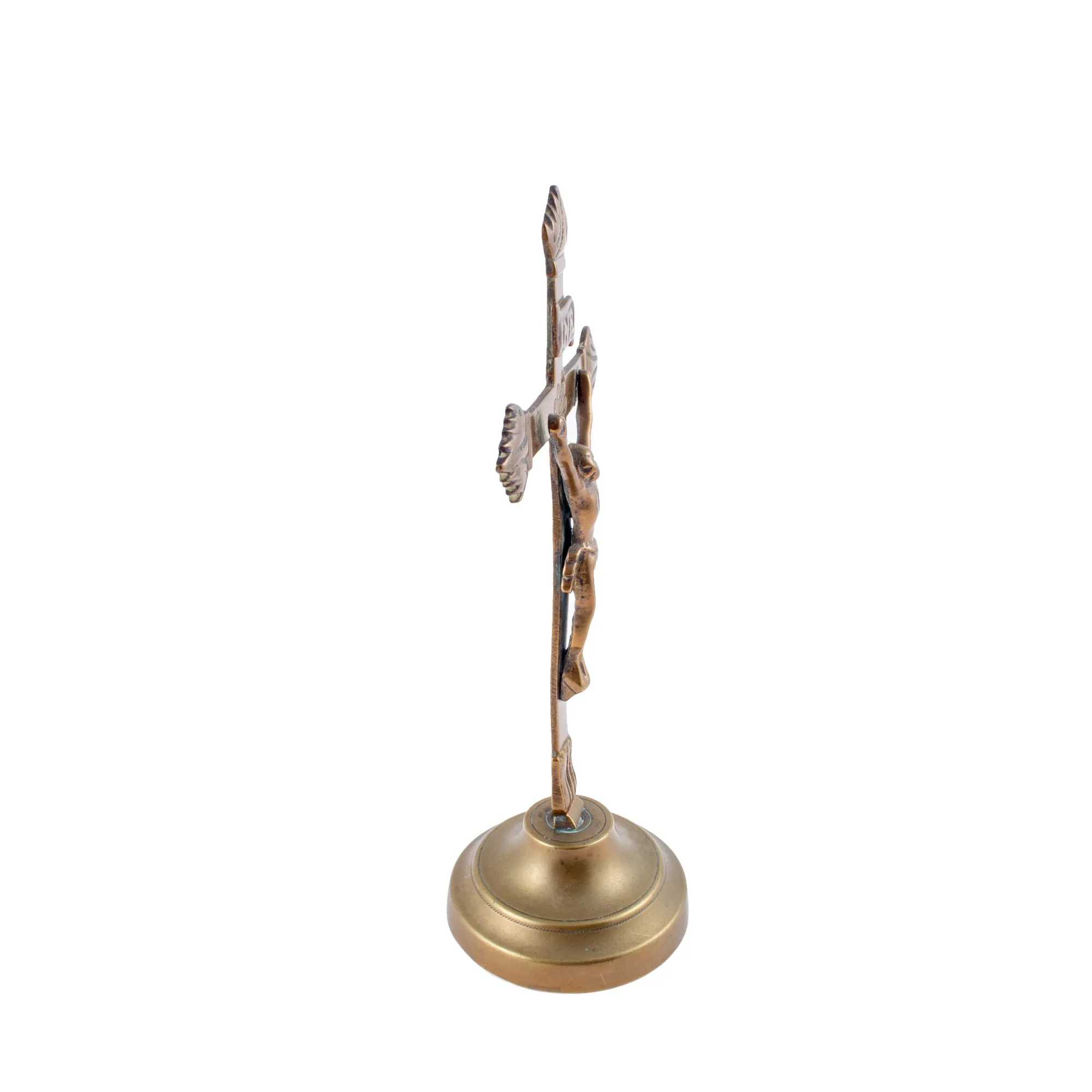Small Vintage French Brass Standing Crucifix