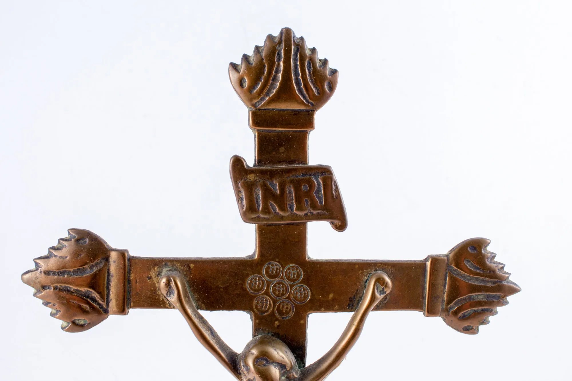 Small Vintage French Brass Standing Crucifix