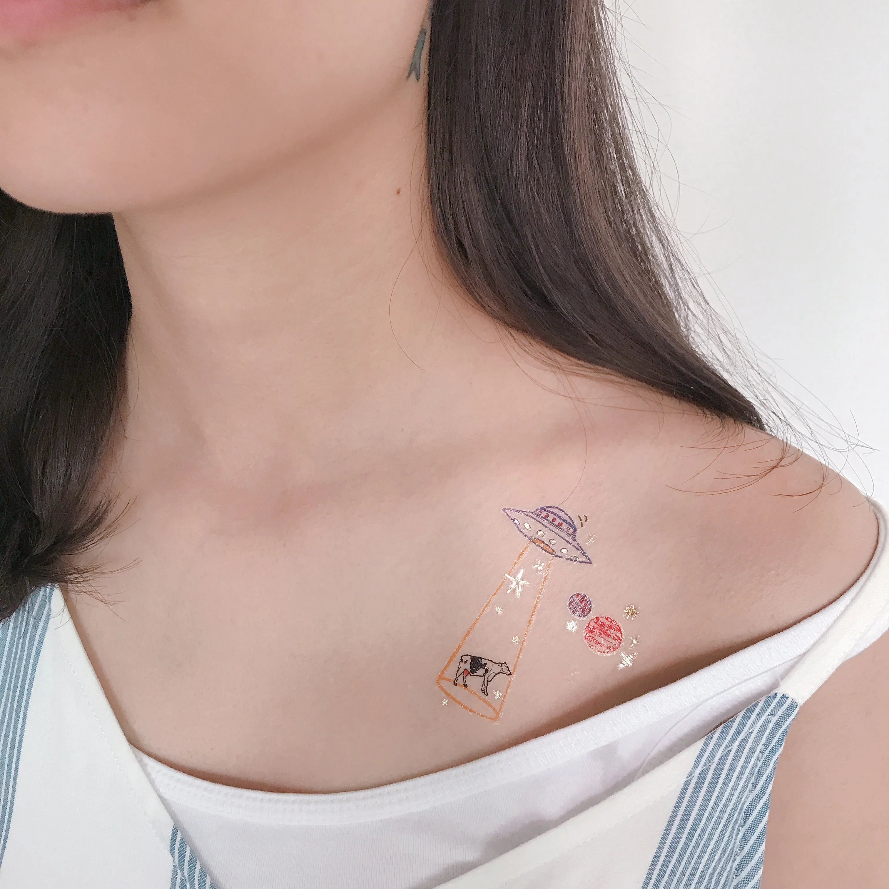 Space UFO Metallic Temporary Tattoo