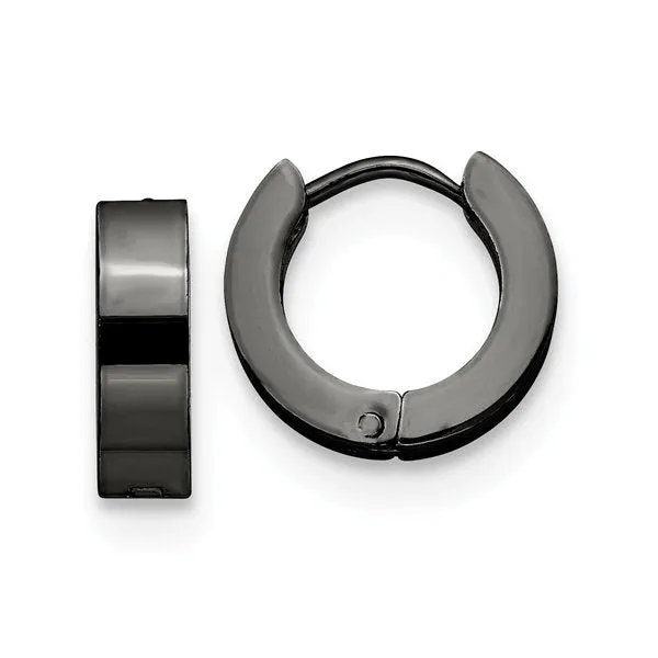 Stainless Steel Black Plated (4mm) Huggie Earrings