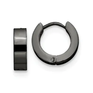 Stainless Steel Black Plated (4mm) Huggie Earrings