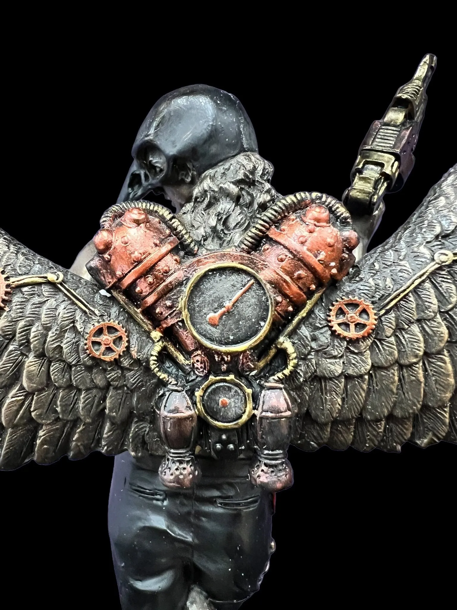 Steampunk, Crow Masked Warrior with Mechanical Wings Statue by Veronese Design