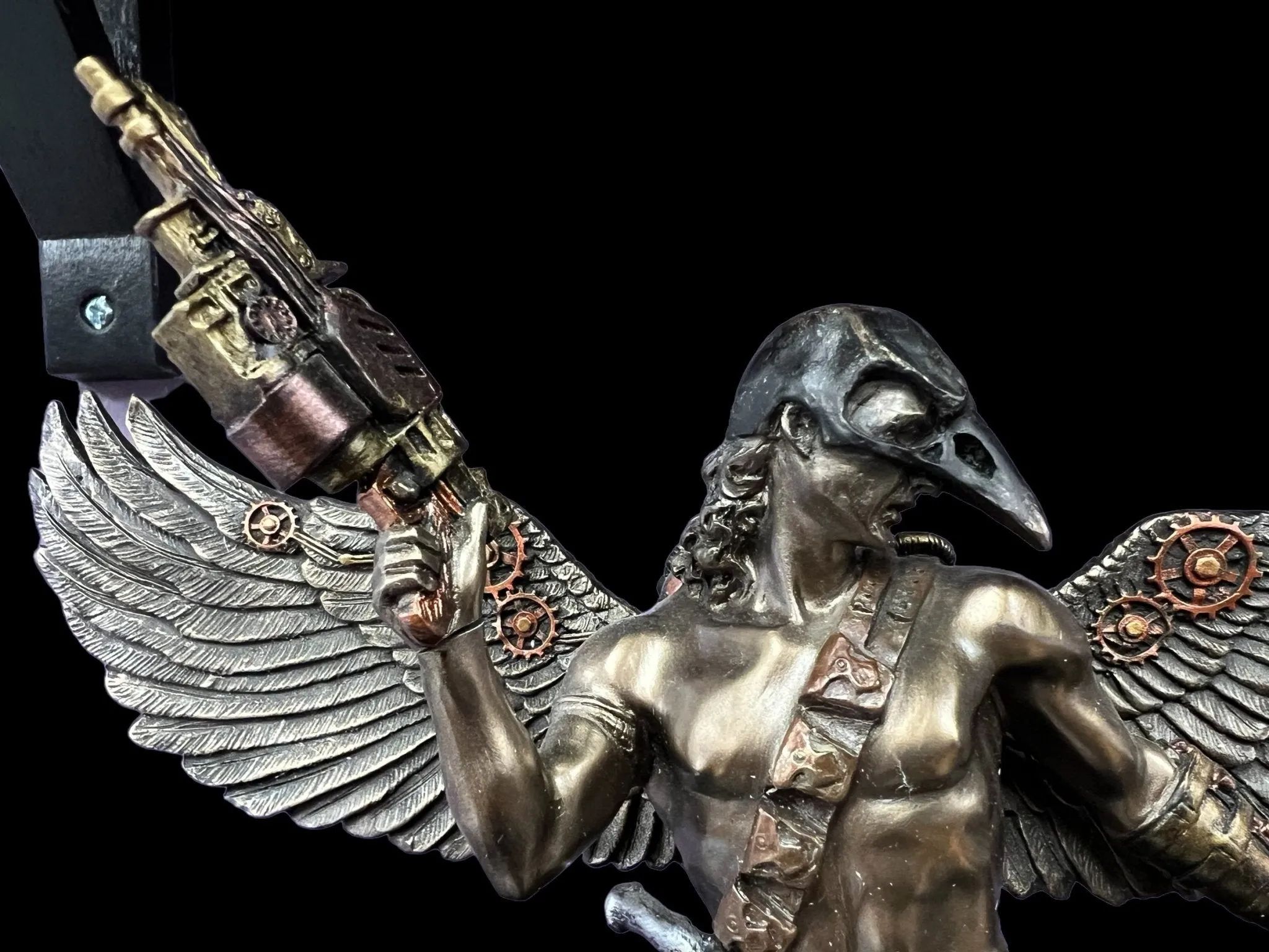 Steampunk, Crow Masked Warrior with Mechanical Wings Statue by Veronese Design
