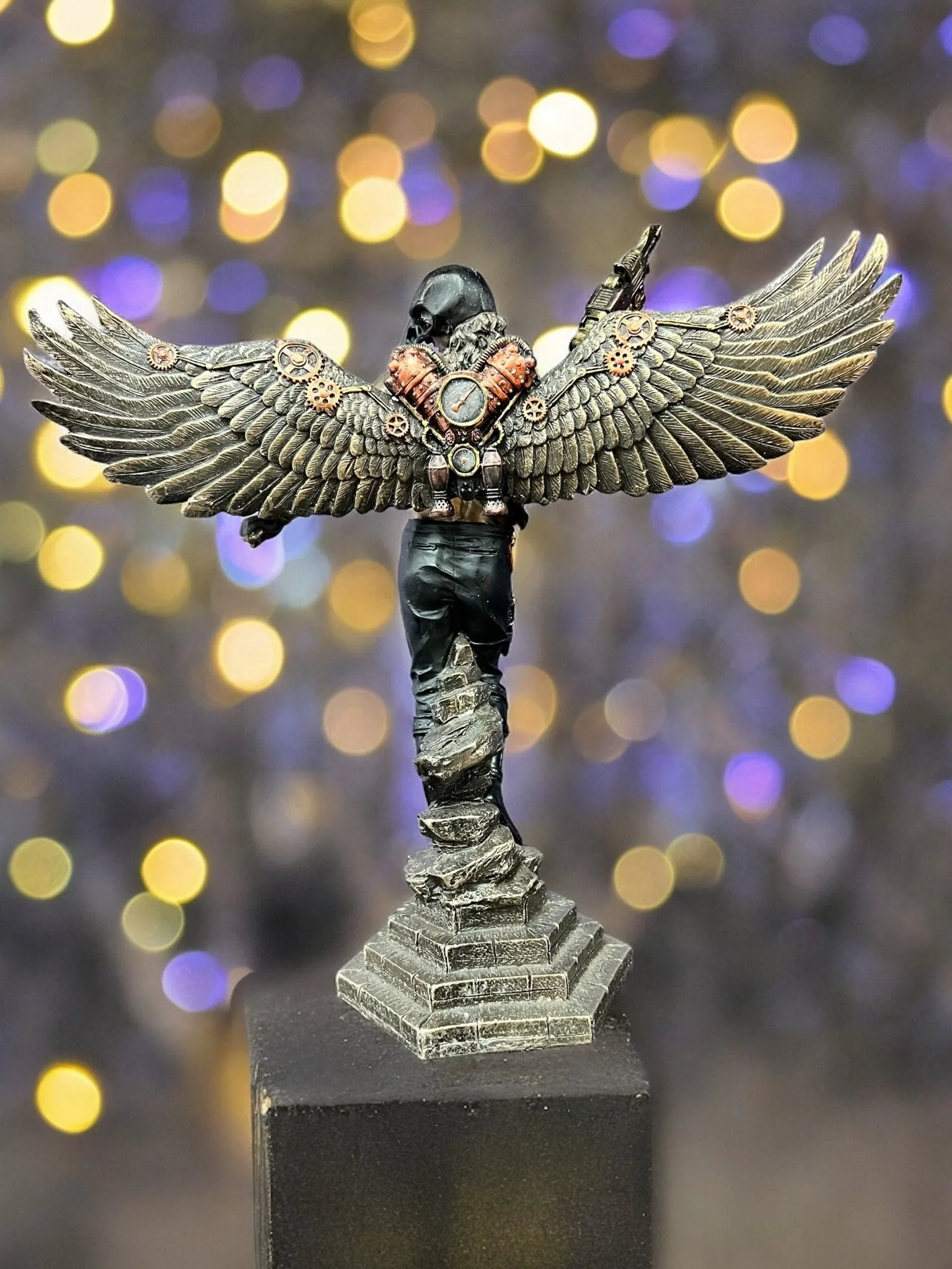 Steampunk, Crow Masked Warrior with Mechanical Wings Statue by Veronese Design