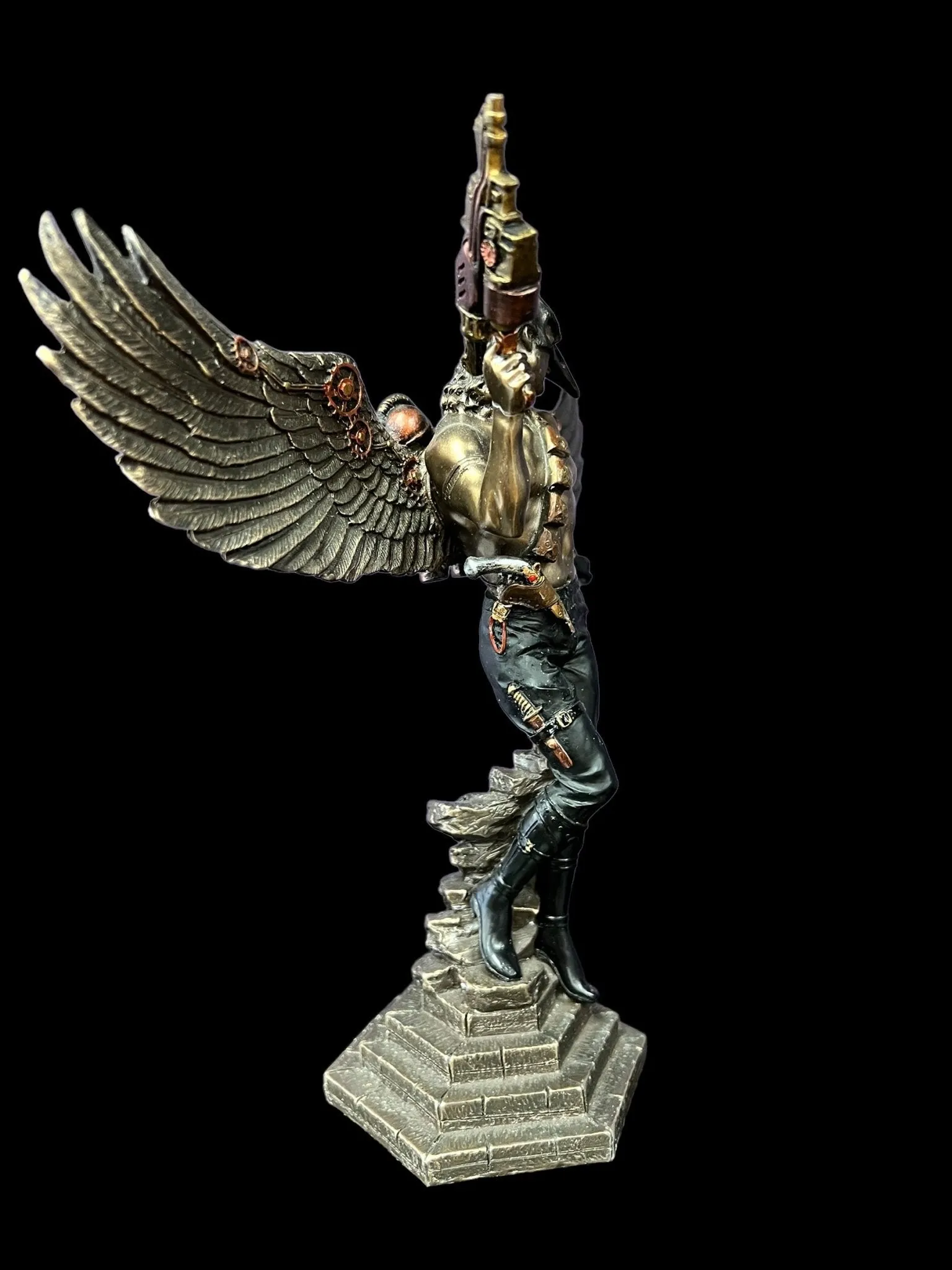 Steampunk, Crow Masked Warrior with Mechanical Wings Statue by Veronese Design