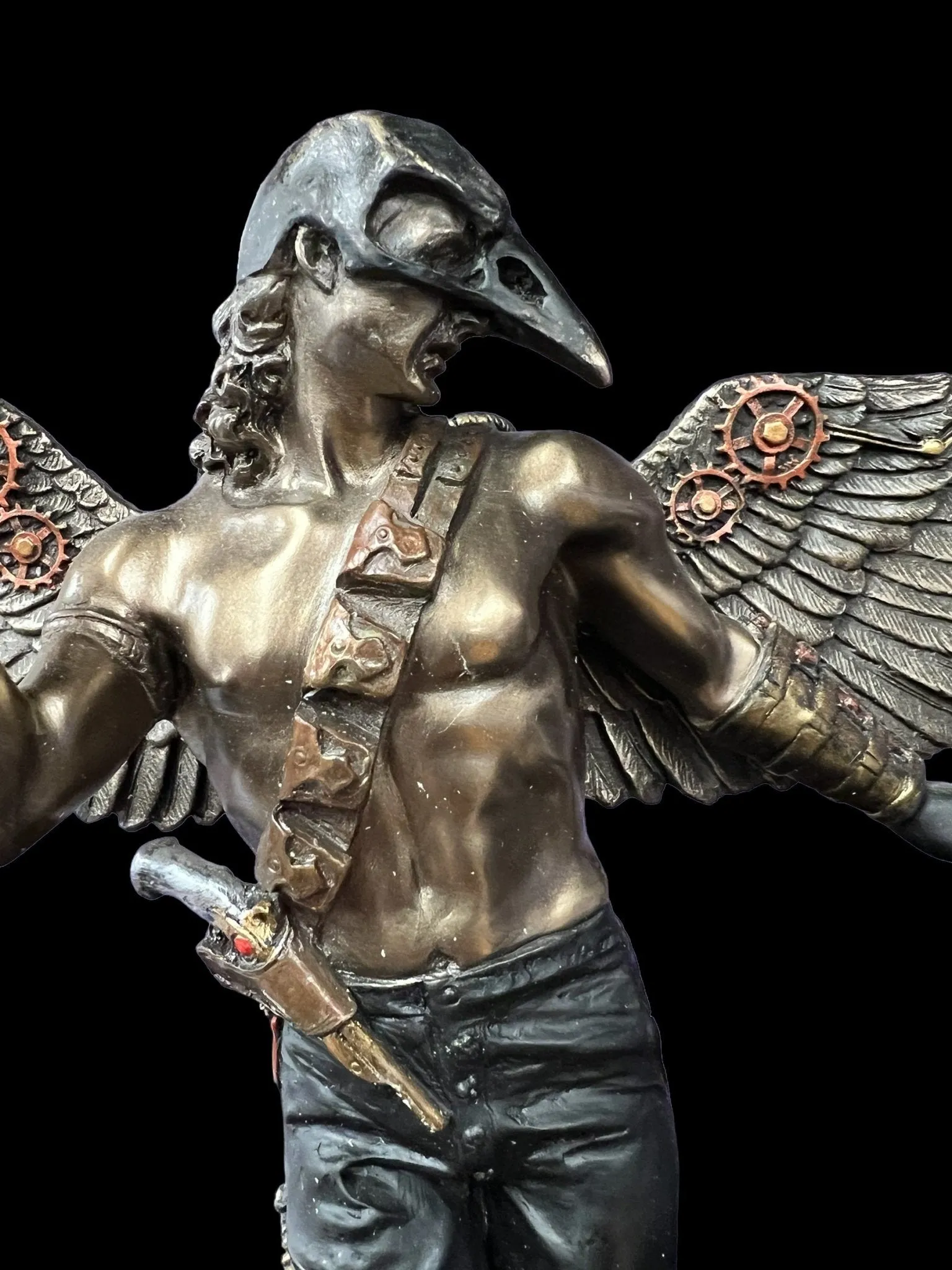 Steampunk, Crow Masked Warrior with Mechanical Wings Statue by Veronese Design