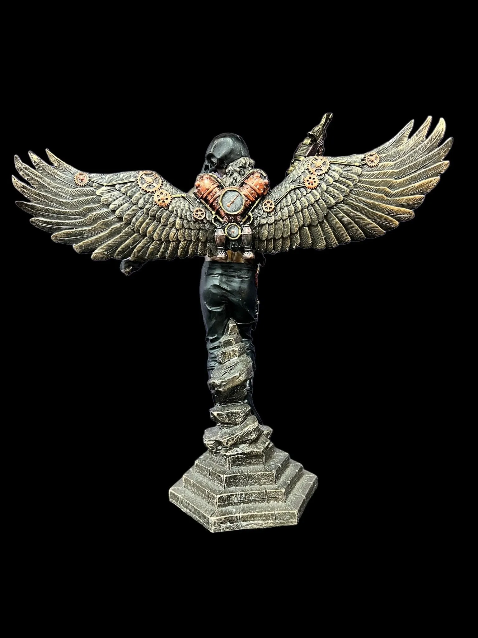 Steampunk, Crow Masked Warrior with Mechanical Wings Statue by Veronese Design