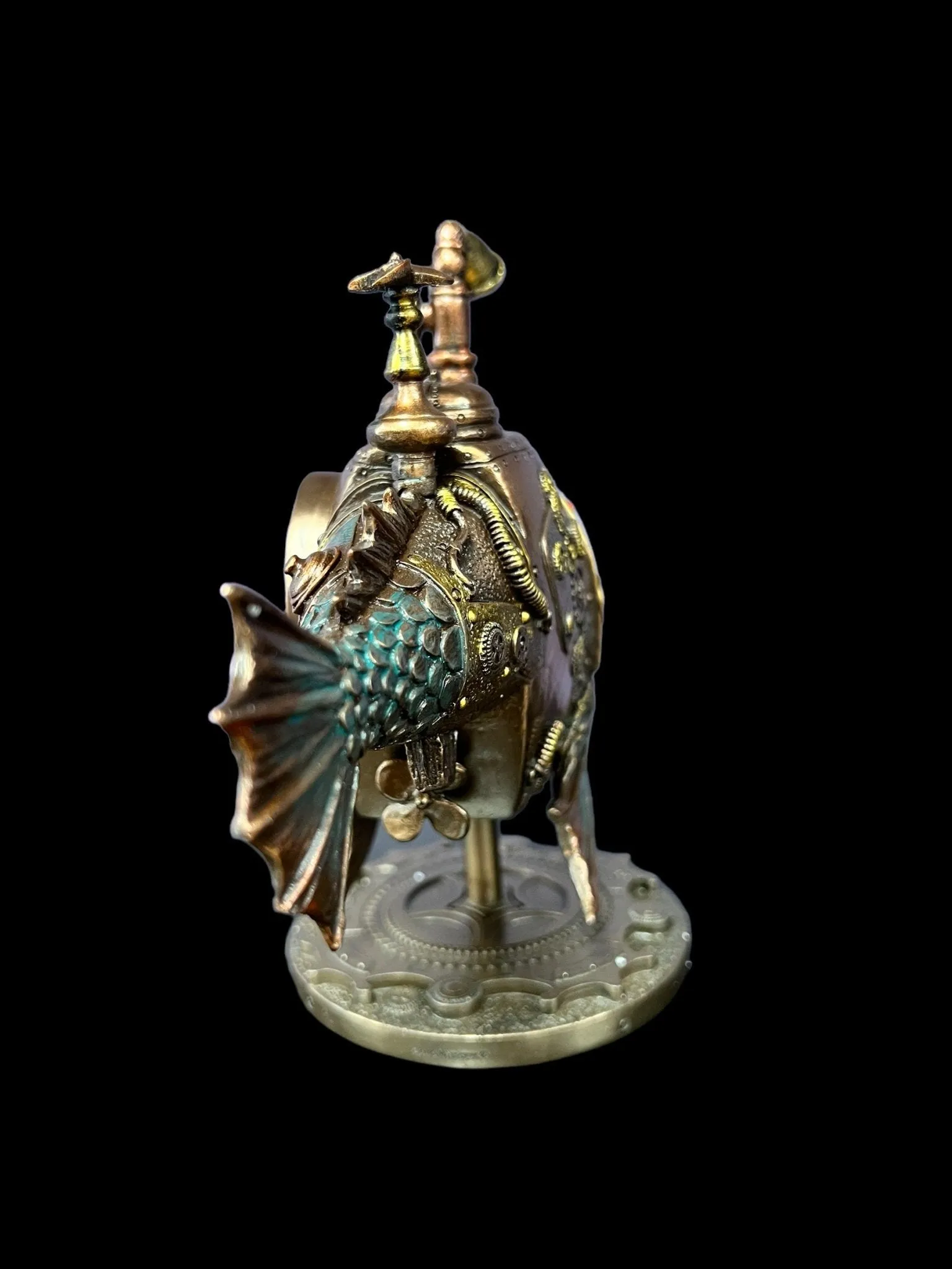 Steampunk, Mechanical, Submarine, Melanocetus-Unus, Angler Fish Statue by Veronese Design