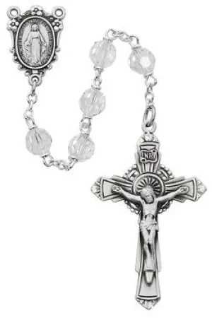 Sterling Silver and Crystal Rosary (7mm)