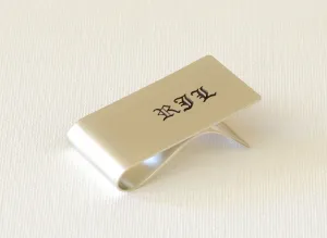 Sterling Silver Money Clip with Engraved Initials and Personalizations