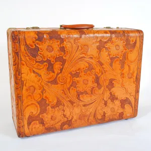 STOLEN 6/21/24 Vintage Suitcase in Tooled Leather