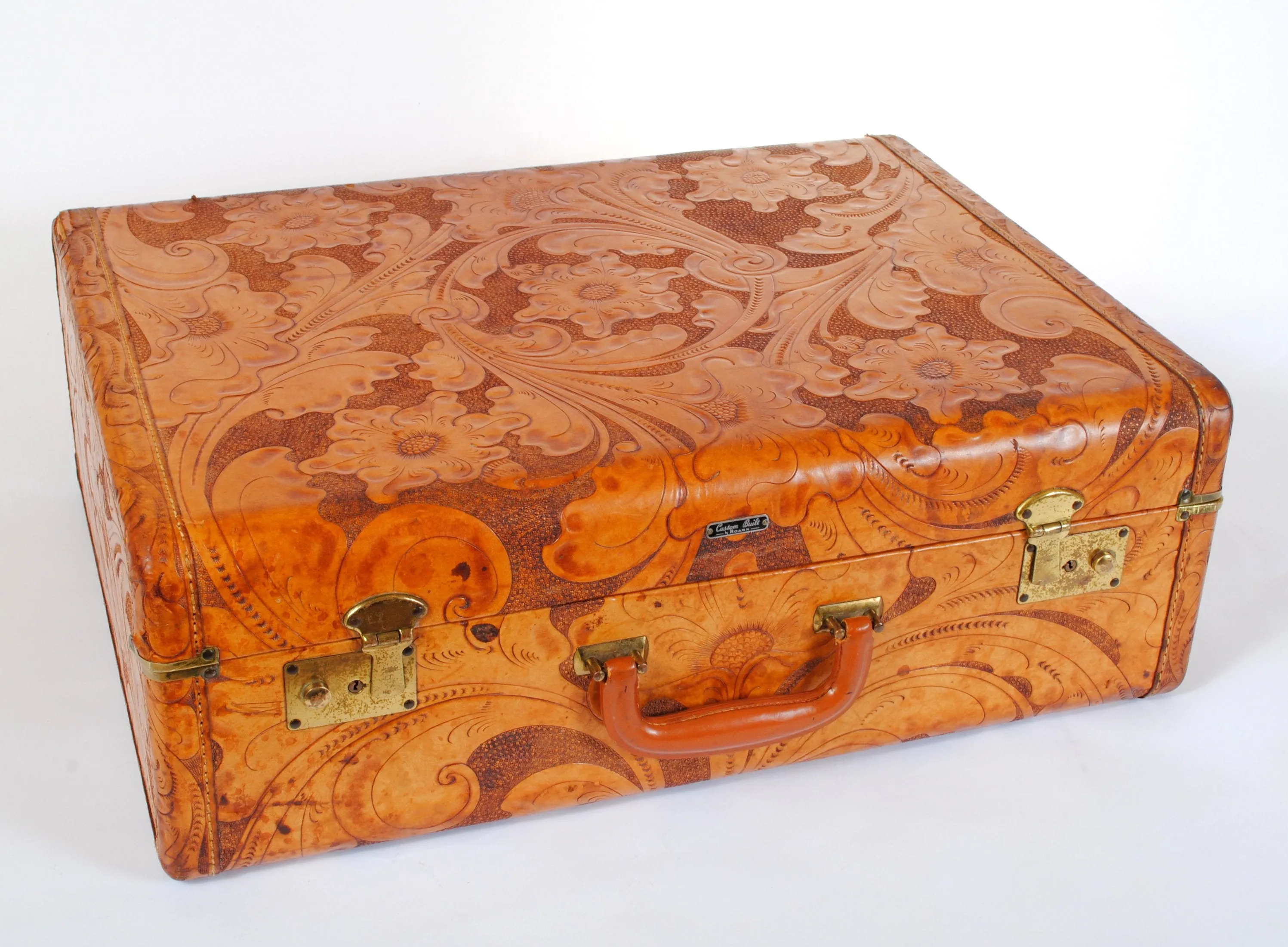 STOLEN 6/21/24 Vintage Suitcase in Tooled Leather