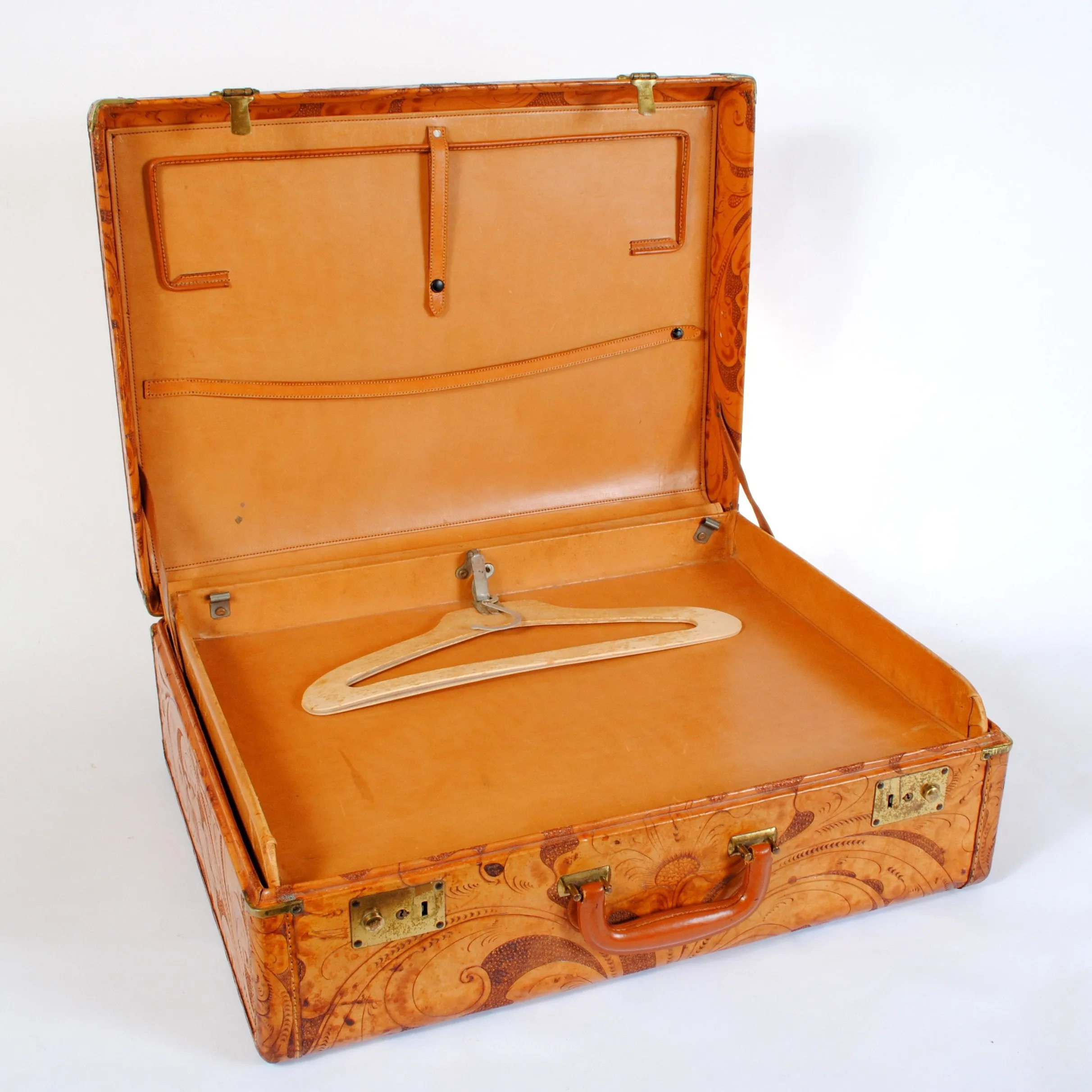 STOLEN 6/21/24 Vintage Suitcase in Tooled Leather