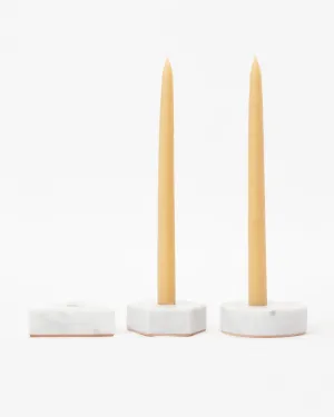 Stone Candle Holder in White