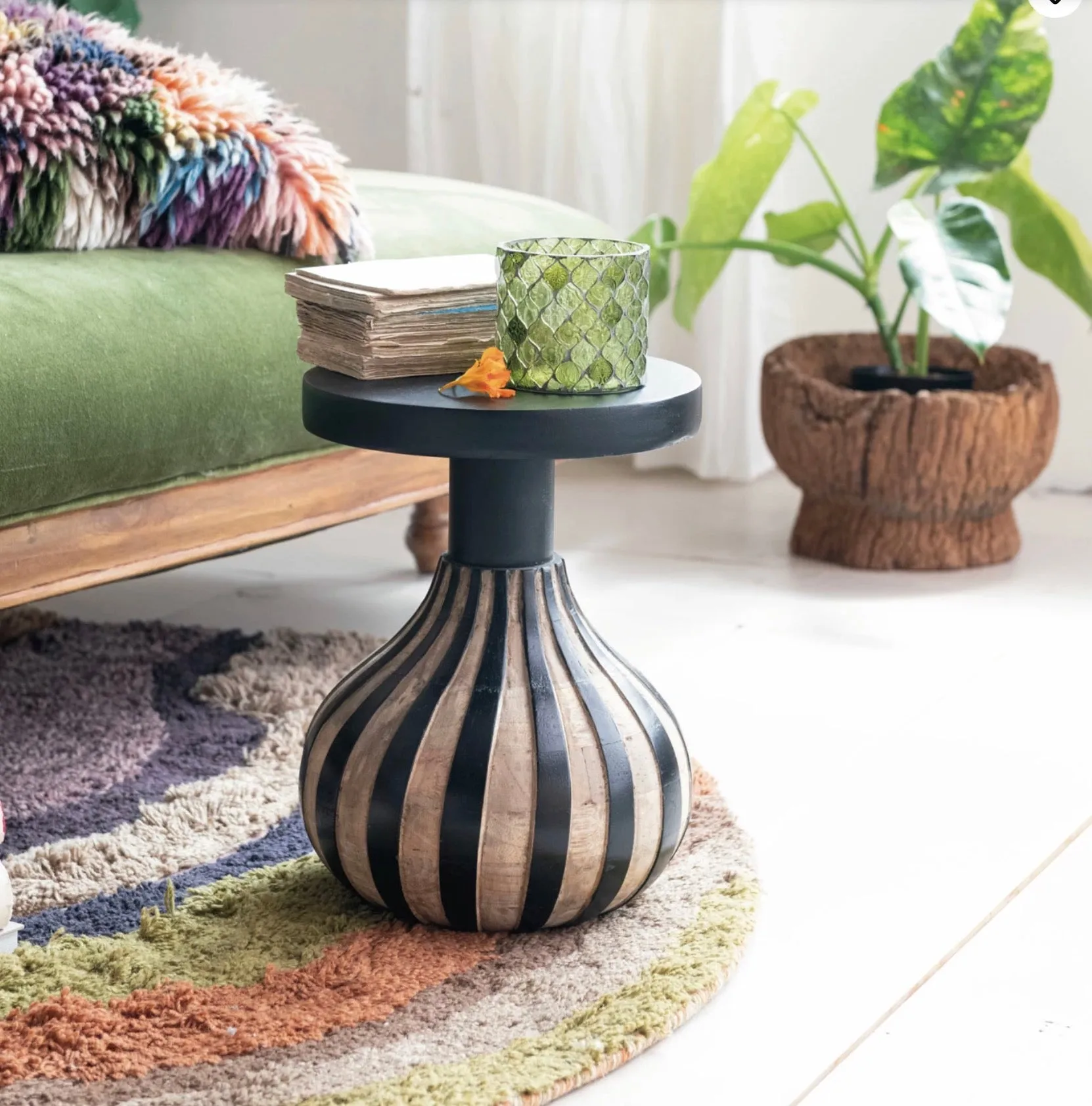 Striped Mango Wood Mini Table