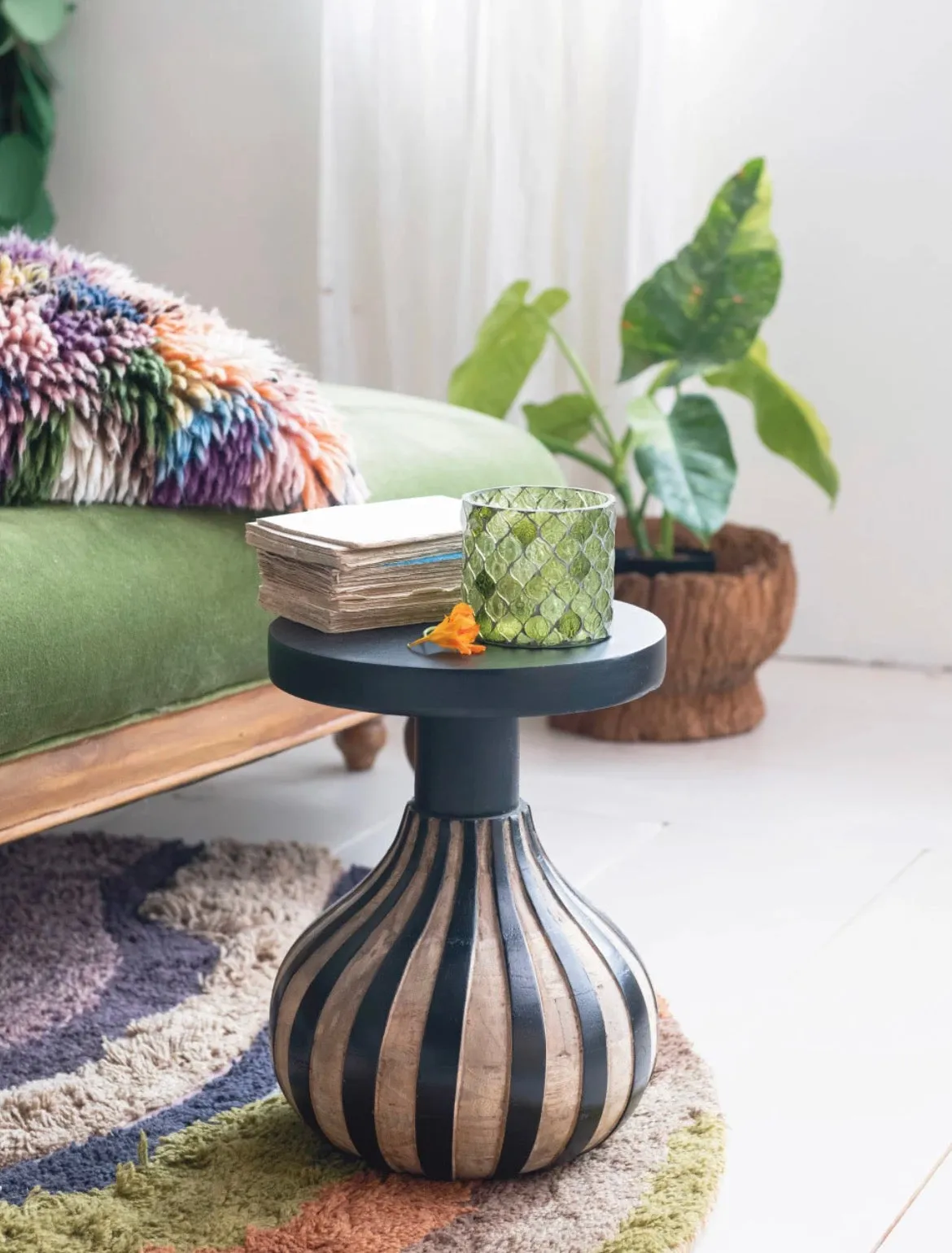 Striped Mango Wood Mini Table