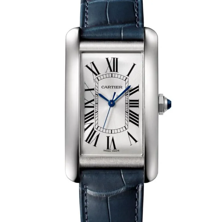 Tank Américaine Large Steel Leather Strap Watch