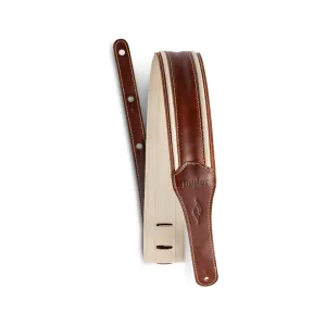 Taylor Element 2.5Inch Leather Guitar Strap, Brown/Cream