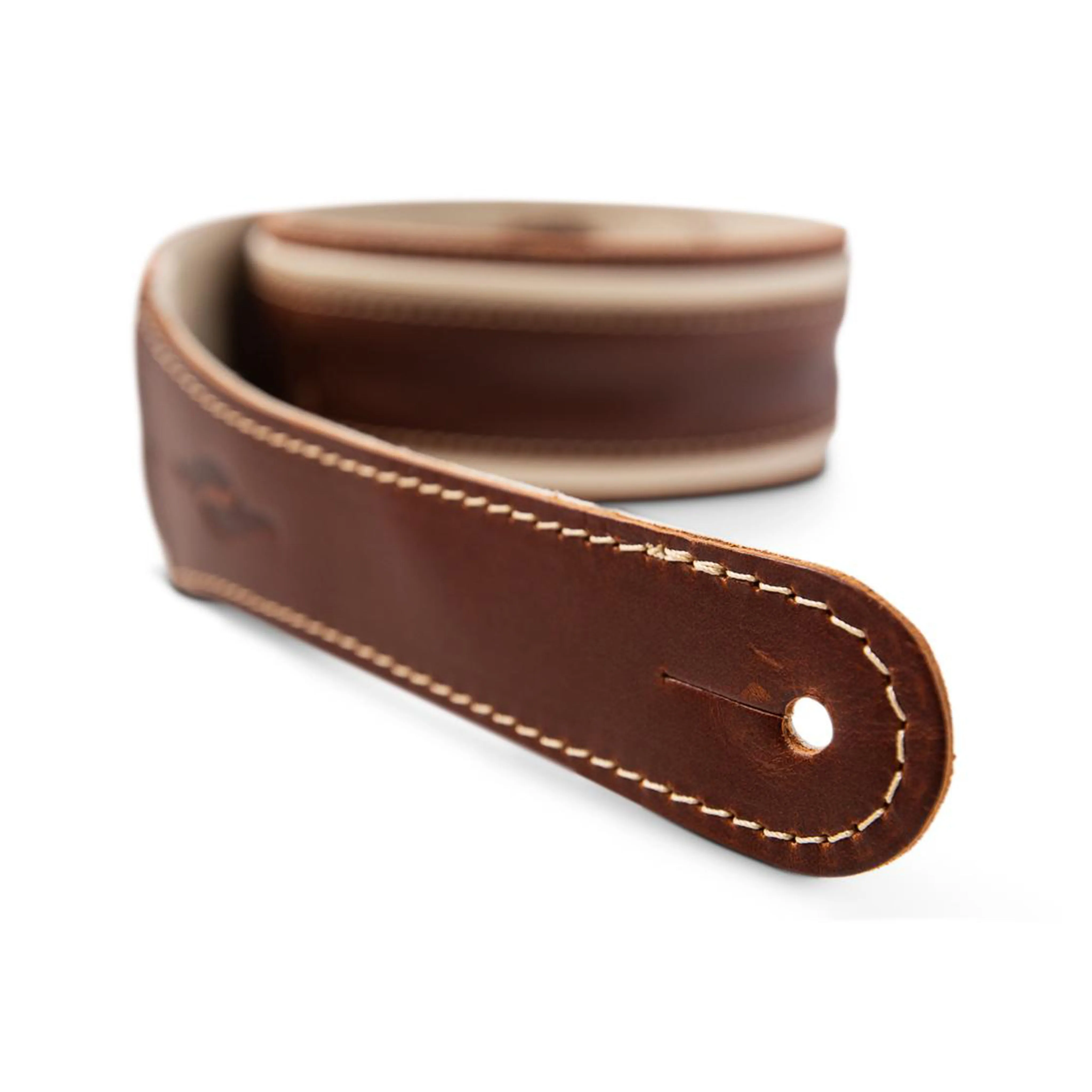 Taylor Element 2.5Inch Leather Guitar Strap, Brown/Cream