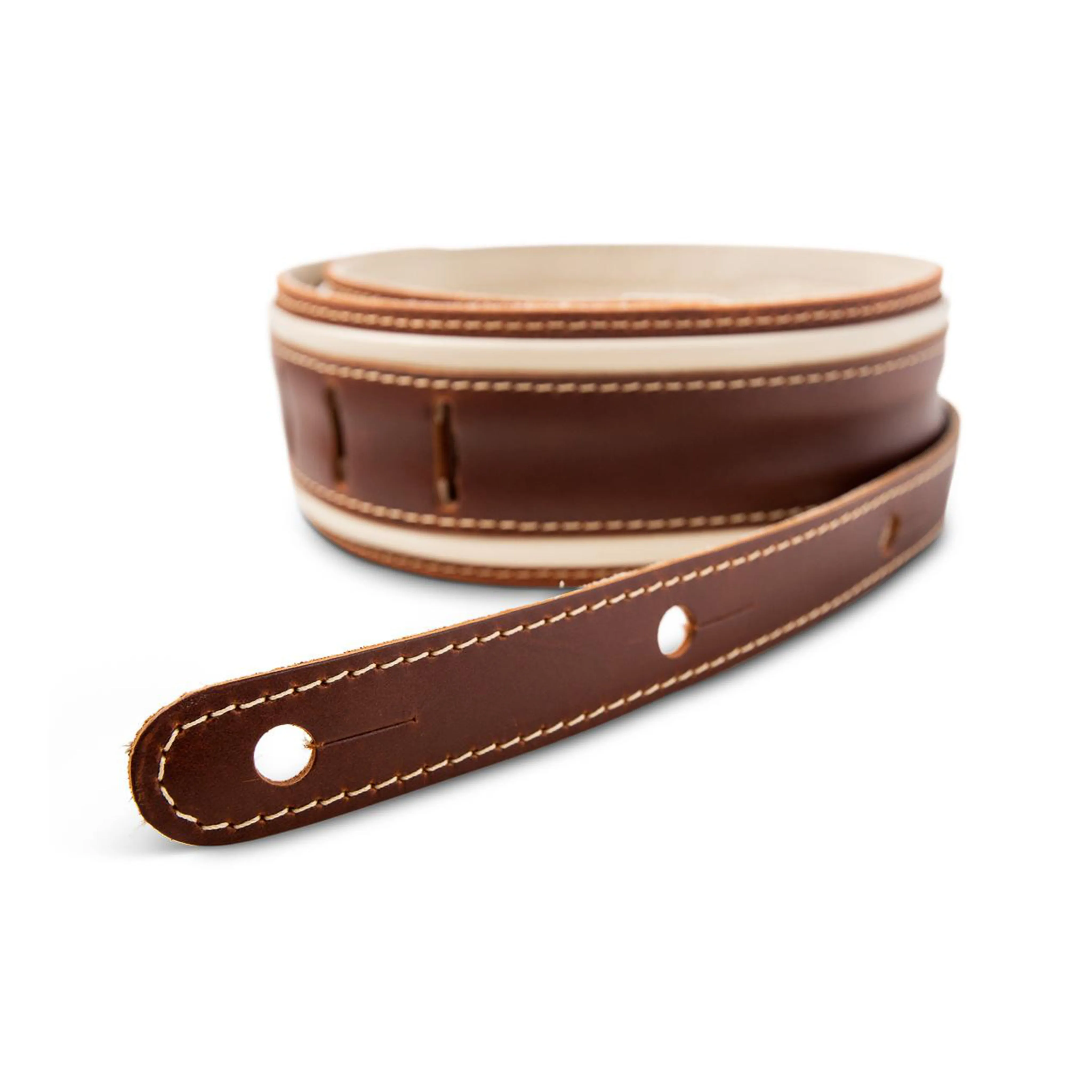 Taylor Element 2.5Inch Leather Guitar Strap, Brown/Cream