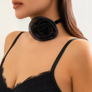 Temperament Velvet Rose Choker Necklace