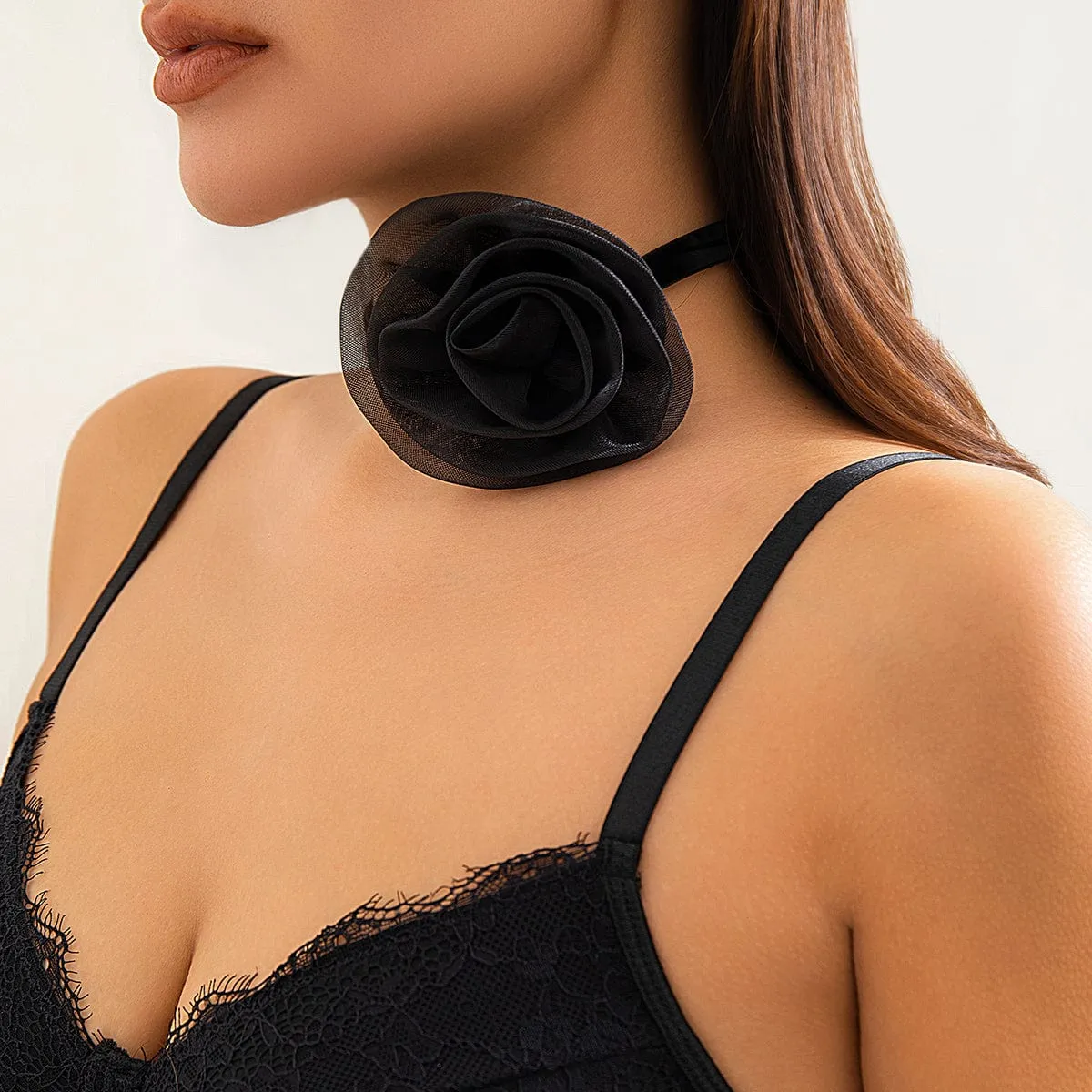 Temperament Velvet Rose Choker Necklace