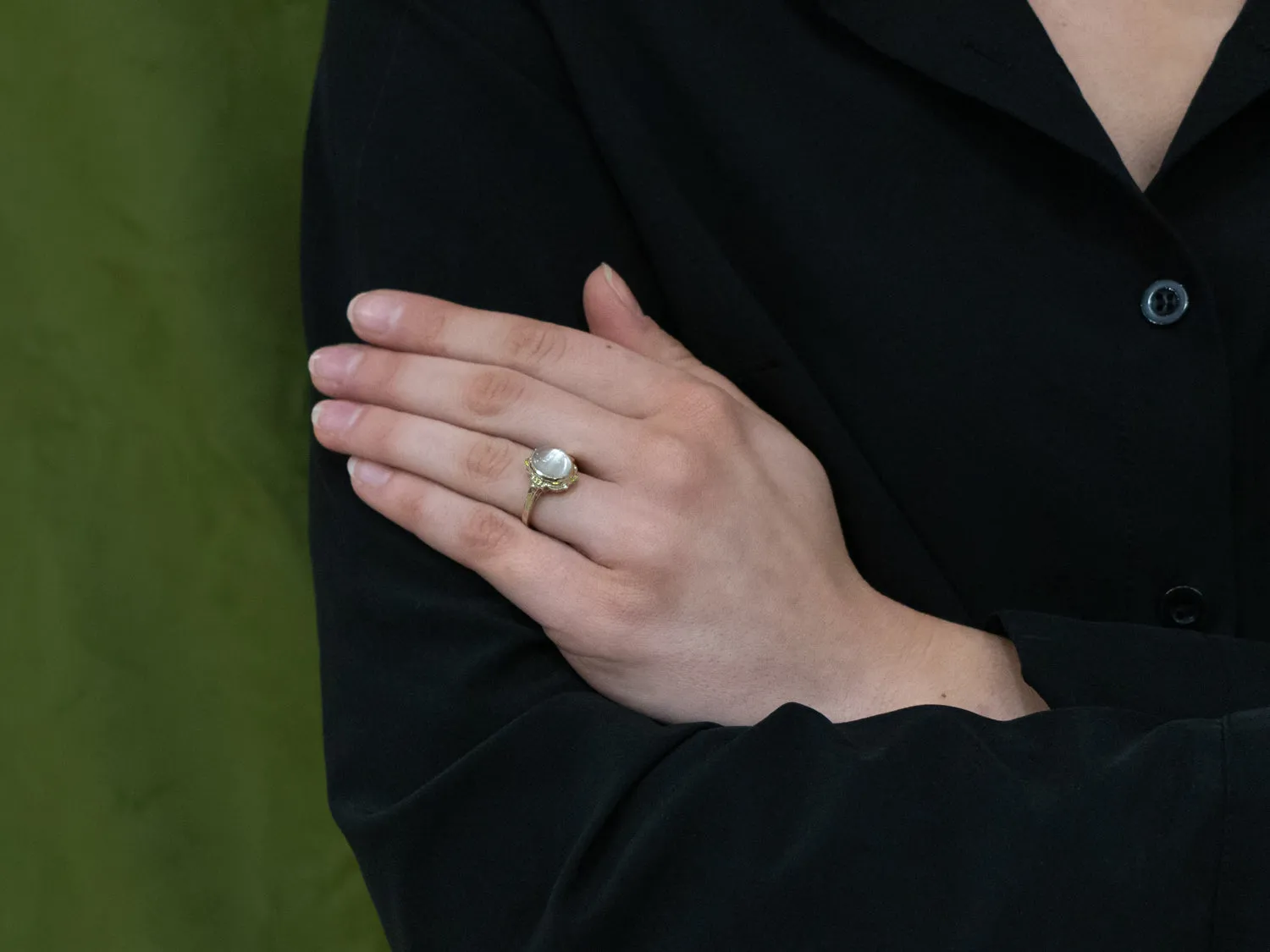 The Peggy Moonstone Ring in 14K Yellow Gold