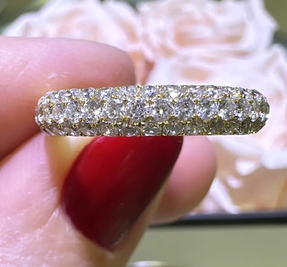 Three Row Pave Diamond Ring 1.03ct tw