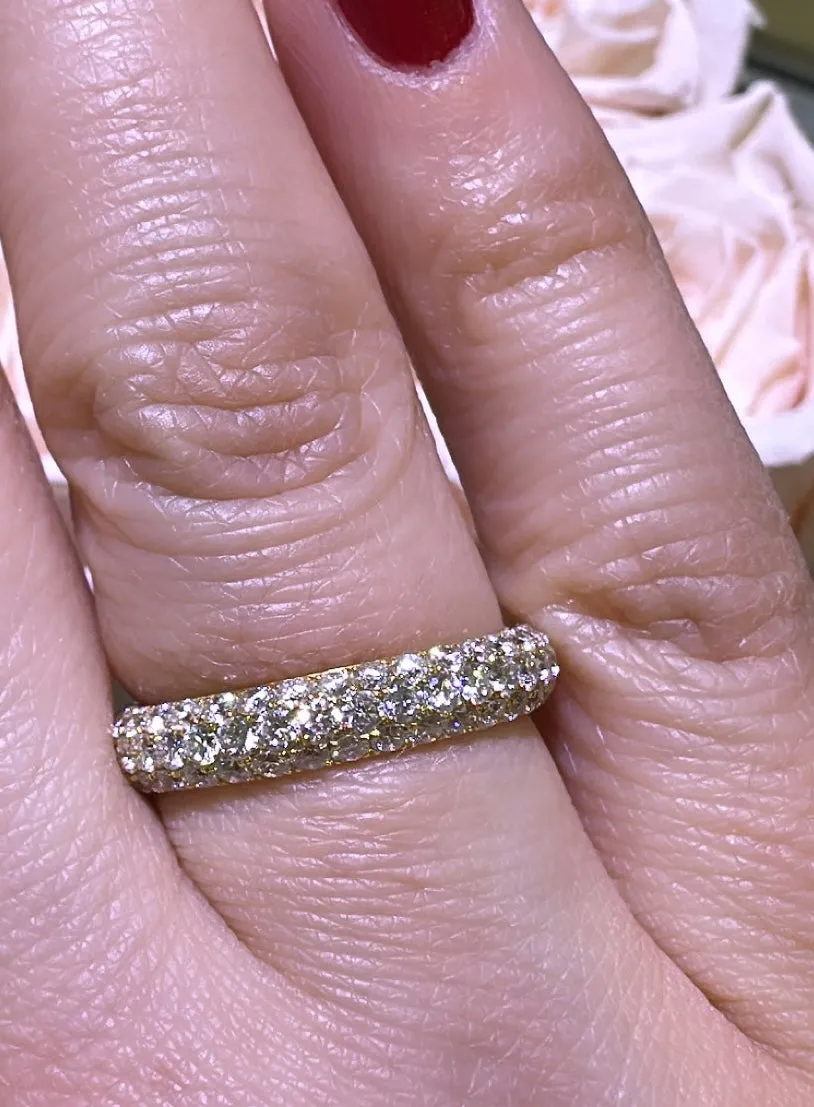 Three Row Pave Diamond Ring 1.03ct tw