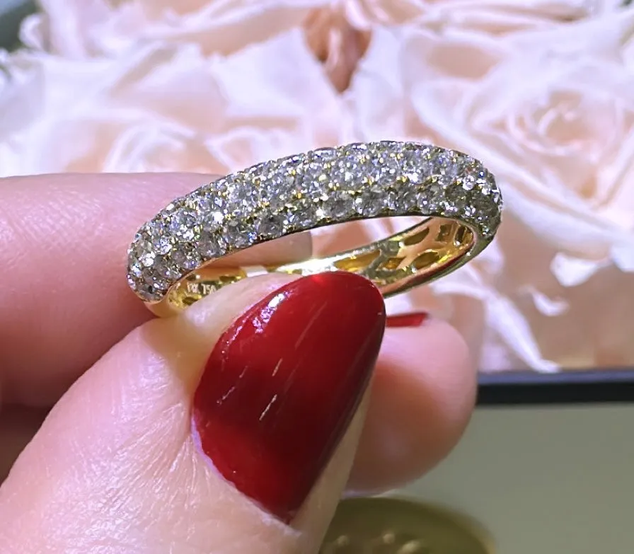 Three Row Pave Diamond Ring 1.03ct tw