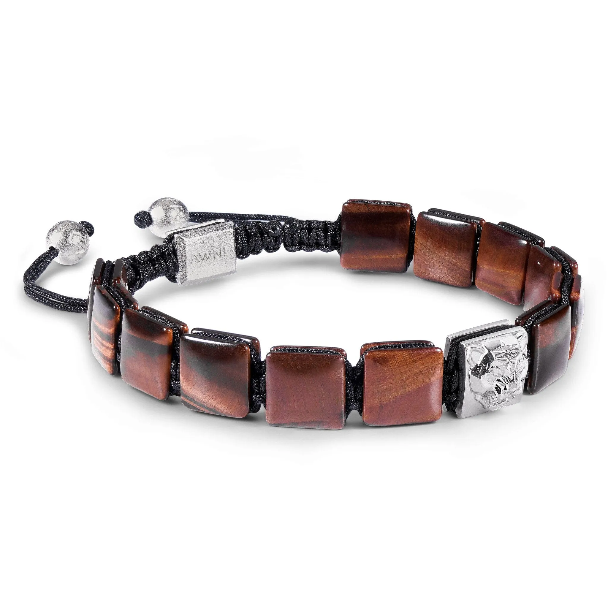 Tiger's Head Red Tiger Eye Macrame Bracelet