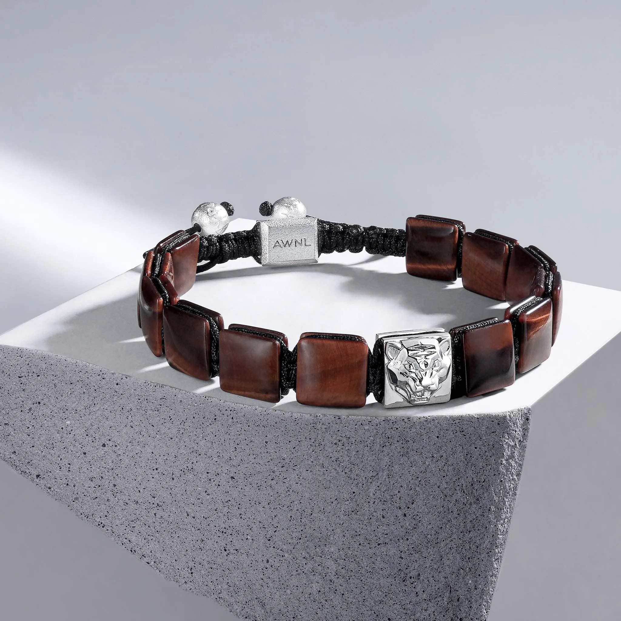 Tiger's Head Red Tiger Eye Macrame Bracelet
