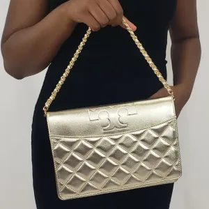 Tory Burch Savannah Clutch in Gold