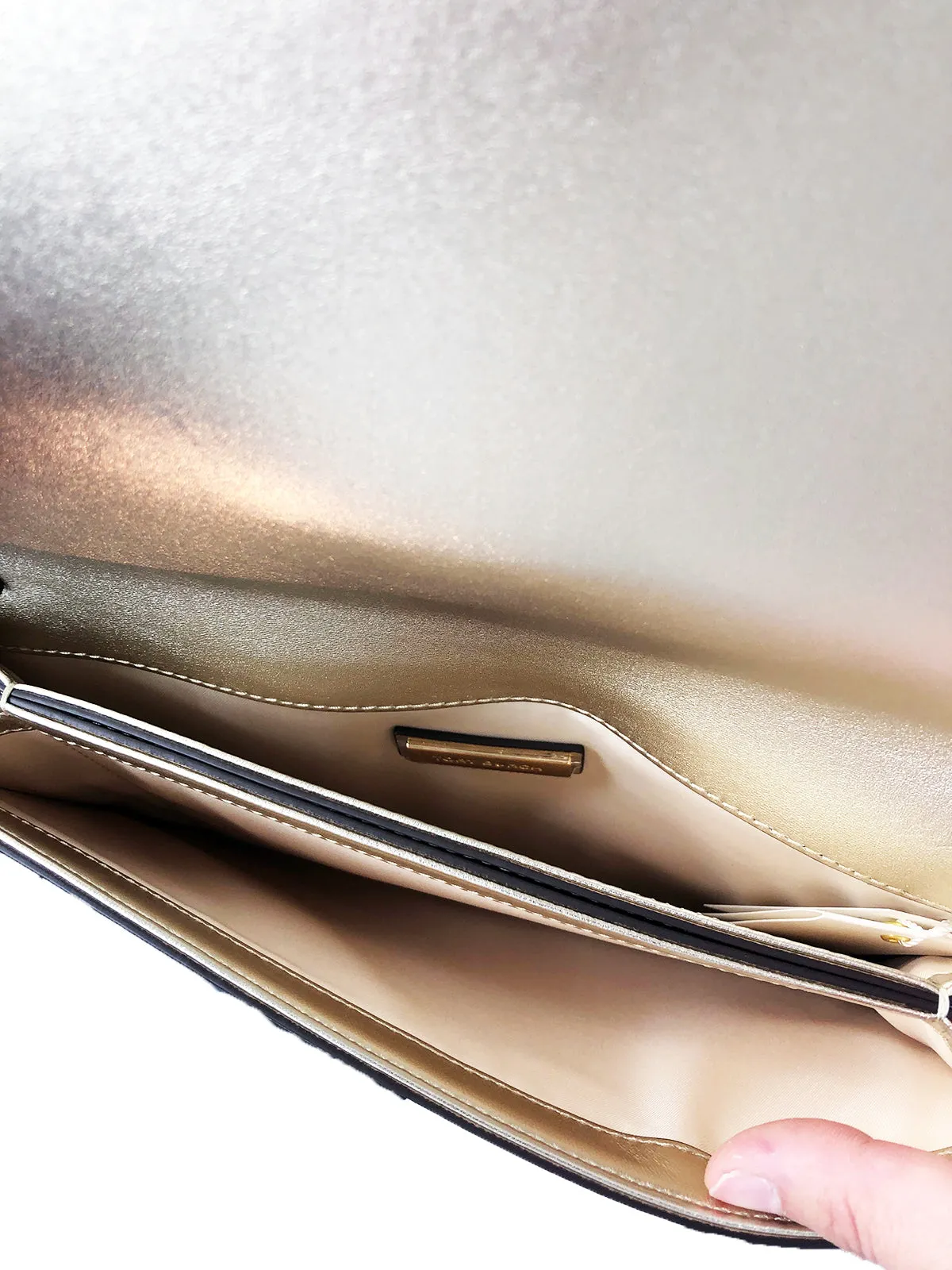 Tory Burch Savannah Clutch in Gold