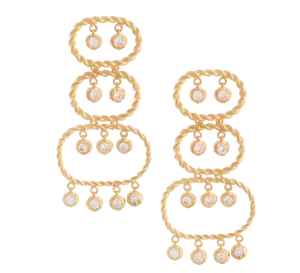 TWISTED WIRE EARRINGS WITH DANGLING STONES