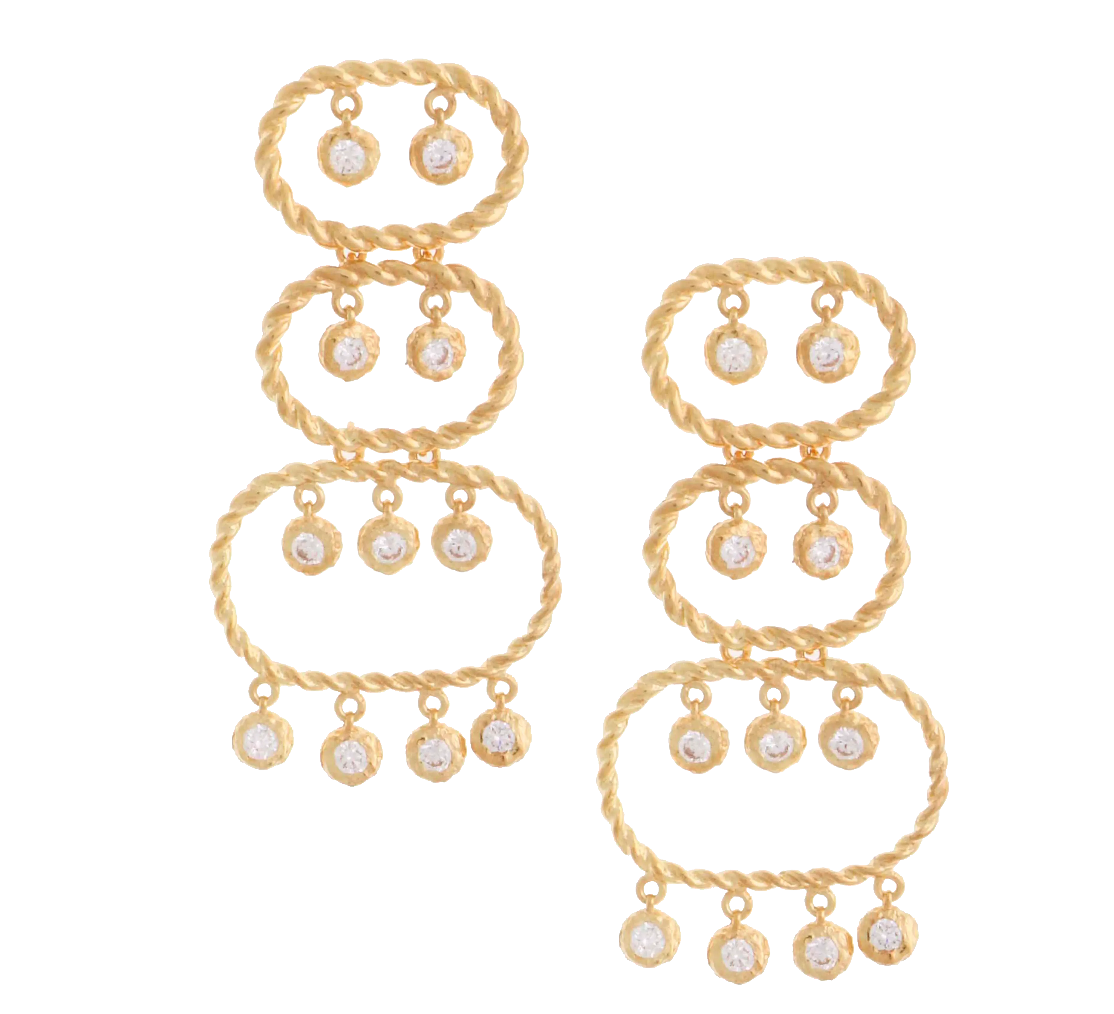 TWISTED WIRE EARRINGS WITH DANGLING STONES