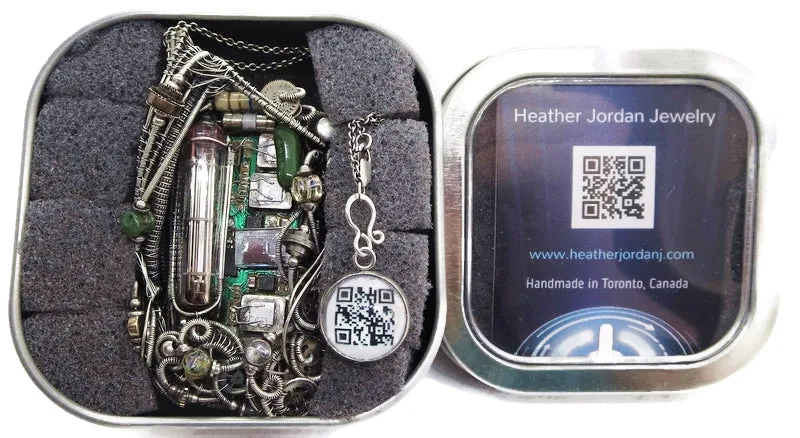 Upcycled Vintage Circuit Board & Vaccum Tube Cyberpunk/Steampunk Fusion Pendant