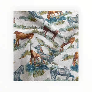 Upholstery Barcelona Tapestry Fabric Horses 140 cm