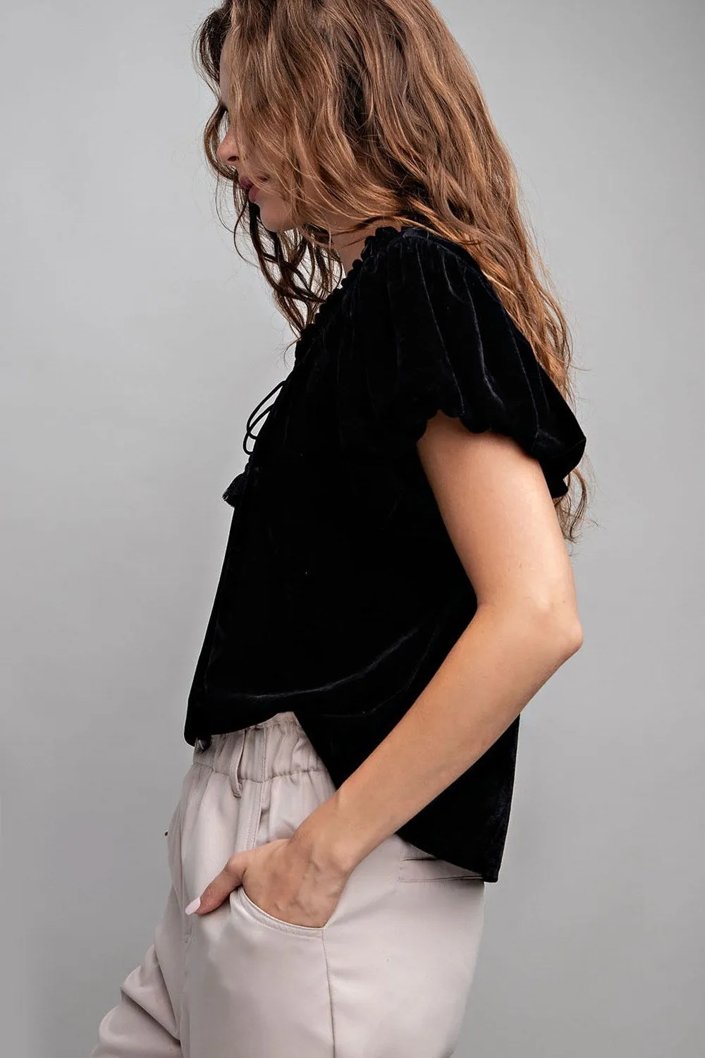 Velvet Drawstring Top
